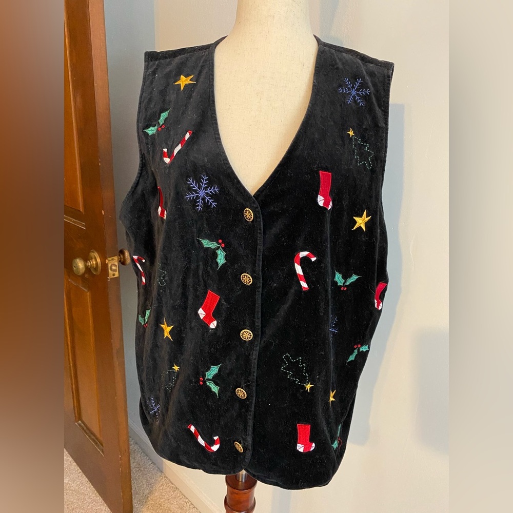 Ugly Christmas sweater. Talbots brand Christmas vest. Size large.